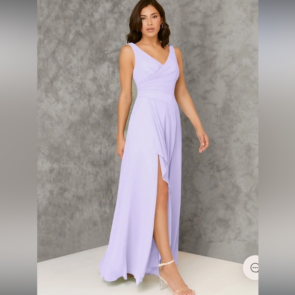 AZAZIE KORI Lavender A-Line Ruched Chiffon maxi Dress bridesmaid fairy womens 8